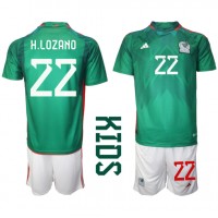 Mexico Hirving Lozano #22 Hjemmebanesæt Børn VM 2022 Kortærmet (+ Korte bukser)